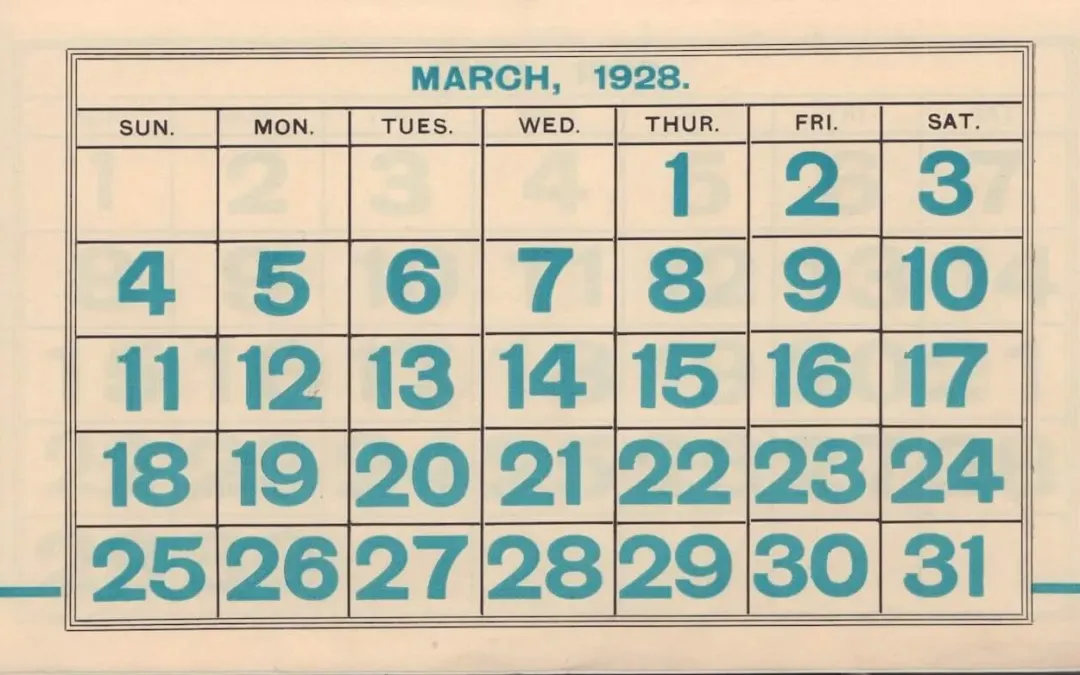 Taylor’s calendars: A glimpse into the past